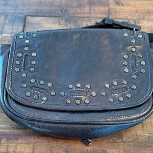 Anna Sui Bed Stu Georgianna Rustic Studded Black Belt Bag